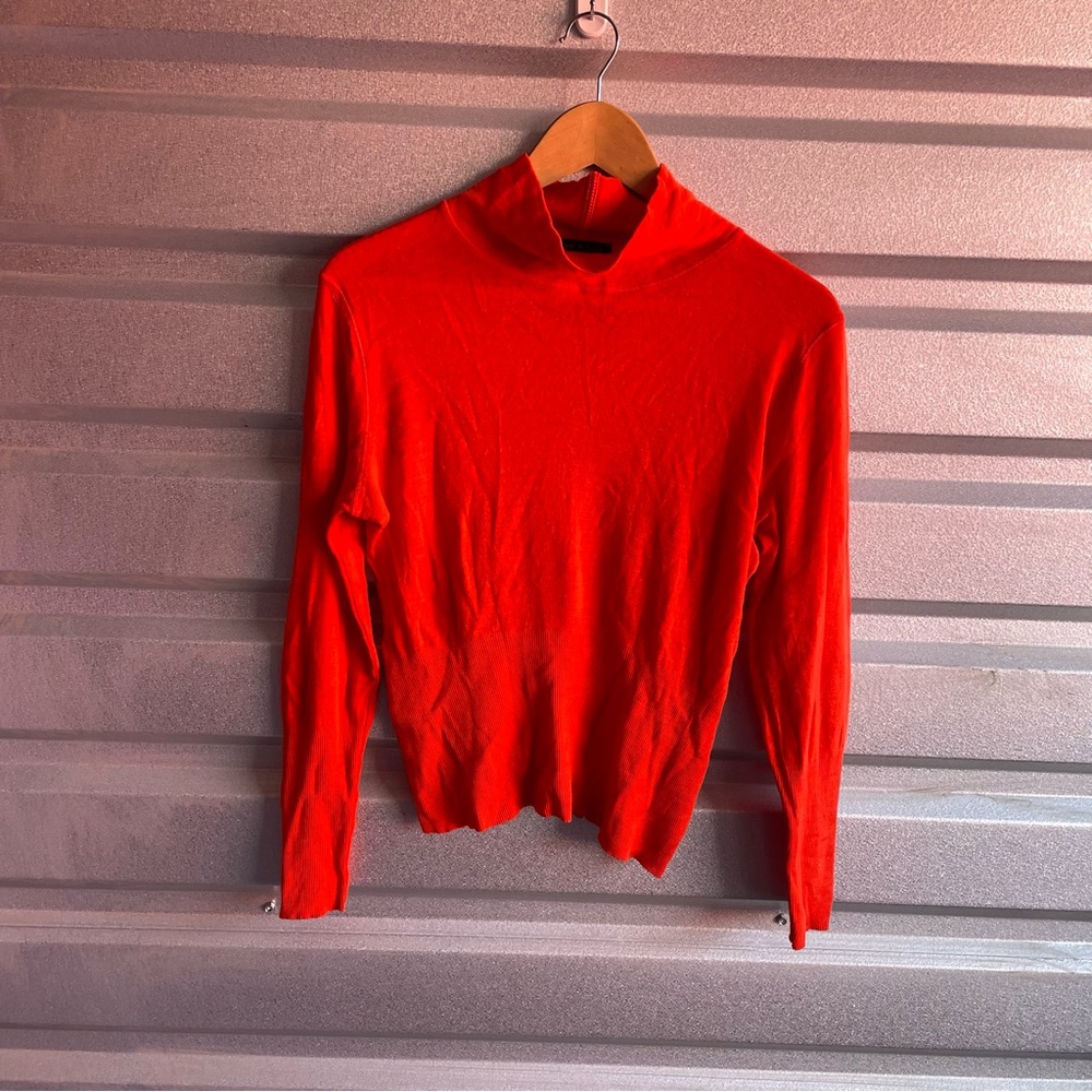 Rag & Bone bright orange mockneck wool sweater